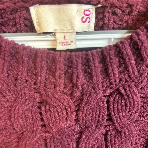So Women's Cable Knit Sweater - Plum - Picture 3 of 3